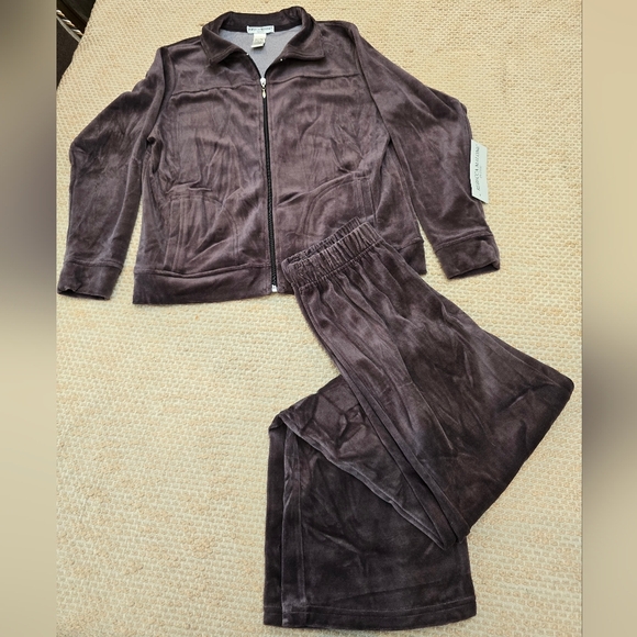 Rebecca MALONE 2 Piece Brown Outfit Zip Jacket &  Pants Medium Petite Size - Picture 1 of 12